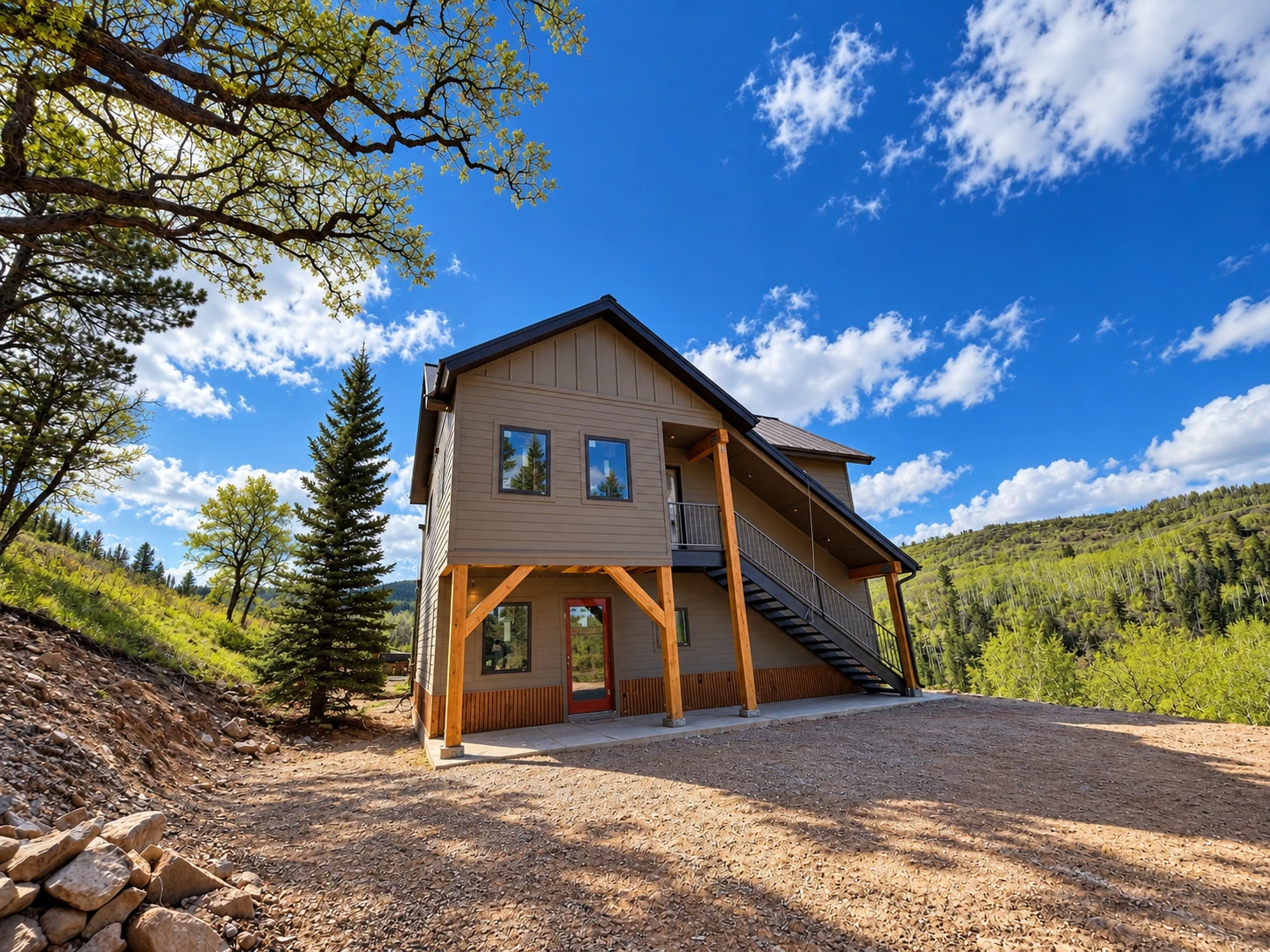 Ross Rd rear exterior with mountain landscape